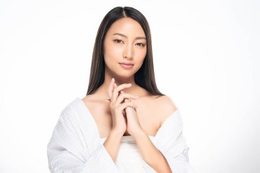 Temiz ciltli güzel Asyalı bir kadın.,