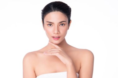 Temiz ciltli güzel Asyalı bir kadın.,