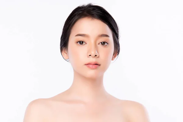 Piękna Kobieta Twarz Portret Piękna Młoda Azjatka Czystą Zdrową Skórą — Zdjęcie stockowe