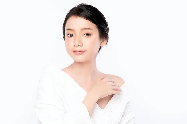 Belle Jeune Femme Asiatique Touchant Son Corps Avec Une Peau — Photo