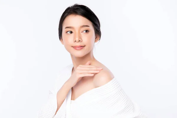 Krásná Mladá Asijská Žena Dotýkající Jejího Těla Čerstvým Zdravou Pletí — Stock fotografie