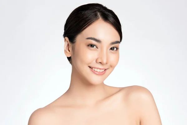 Schönheit Frau Gesicht Portrait Schöne Junge Asiatin Mit Sauberer Frischer — Stockfoto