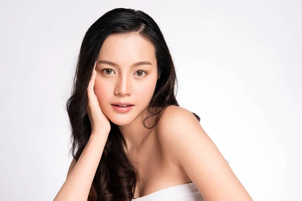 Primer Plano Belleza Mujer Cara Retrato Hermosa Joven Asiática Mujer — Foto de Stock