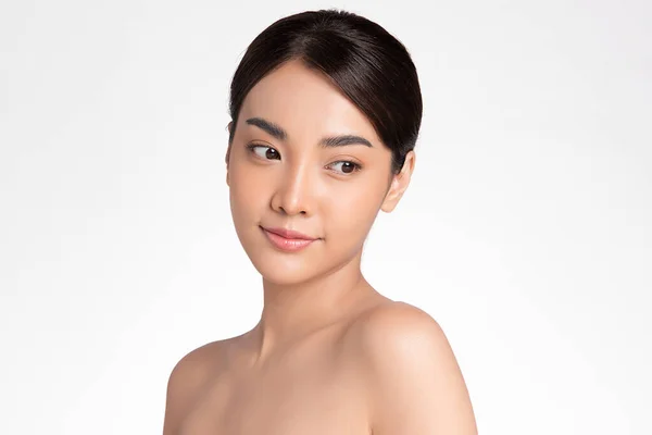 Belle Jeune Femme Asiatique Avec Peau Fraîche Propre Sur Fond — Photo