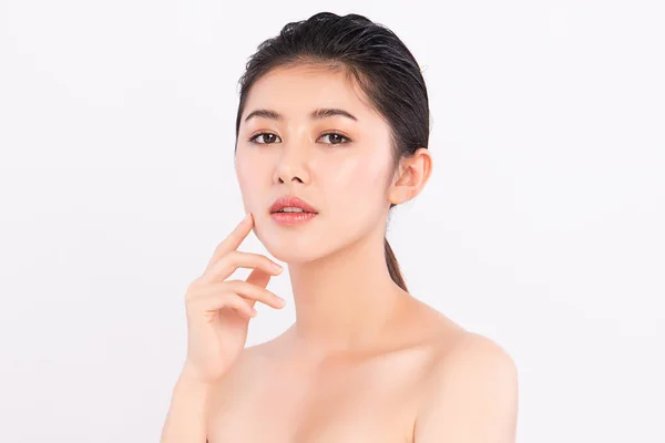 Belle Jeune Femme Asiatique Avec Peau Fraîche Propre Sur Fond — Photo