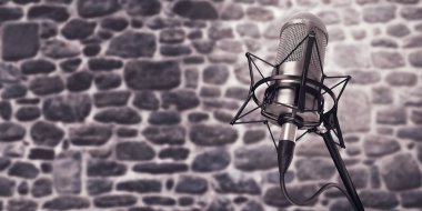 arka plan 3d çizim stüdyoda mikrofon