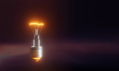 Tavandan sarkan gerçekçi bir elektrik ampulü. Zincir anahtarı olan bir Ebonite lamba tutucu