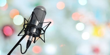 arka plan 3d çizim stüdyoda mikrofon