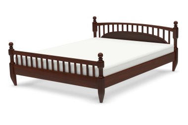 modern ahşap yatak 3D çizimi