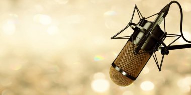 arka plan 3d çizim stüdyoda mikrofon