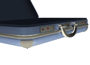 Yüksek çözünürlüklü metalik bavul beyaz arka plan 3d illüstrasyon izole