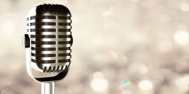 arka plan 3d çizim stüdyoda mikrofon