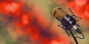 arka plan 3d çizim stüdyoda mikrofon