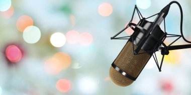 arka plan 3d çizim stüdyoda mikrofon