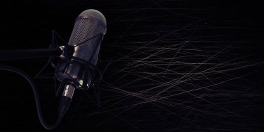 arka plan 3d çizim stüdyoda mikrofon