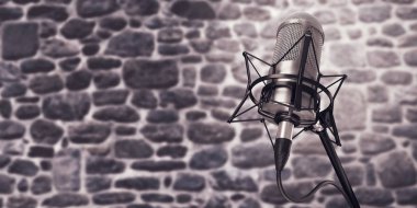 arka plan 3d çizim stüdyoda mikrofon