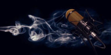 arka plan 3d çizim stüdyoda mikrofon