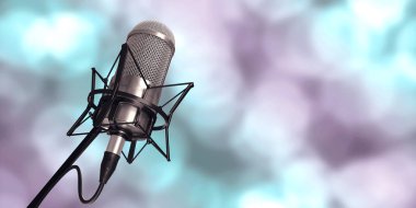 arka plan 3d çizim stüdyoda mikrofon