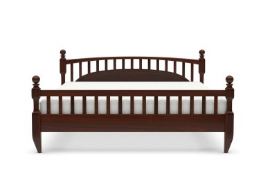 modern ahşap yatak 3D çizimi