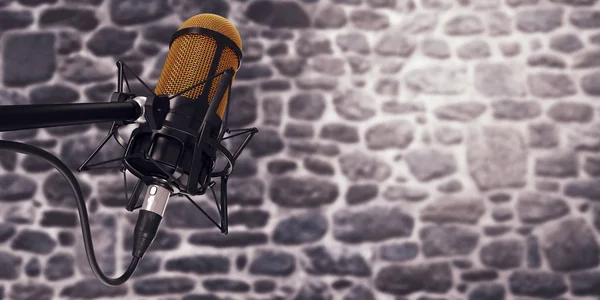 microphone in studio at background 3d illustration