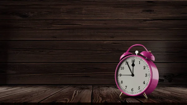 Retro Alarm Klok Met Vijf Minuten Voor Twaalf Uur Hoogte — Stockfoto