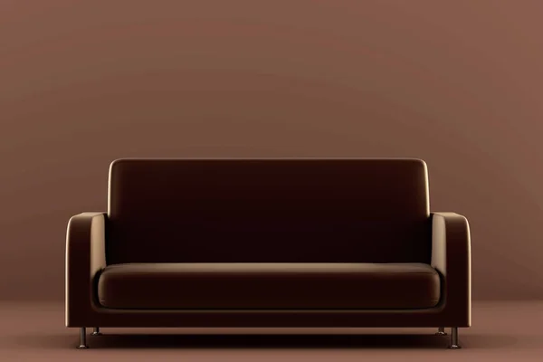 Sofa Meubels Bruine Achtergrond Interieur Renderen — Stockfoto