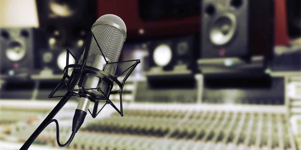 microphone in studio at background 3d illustration