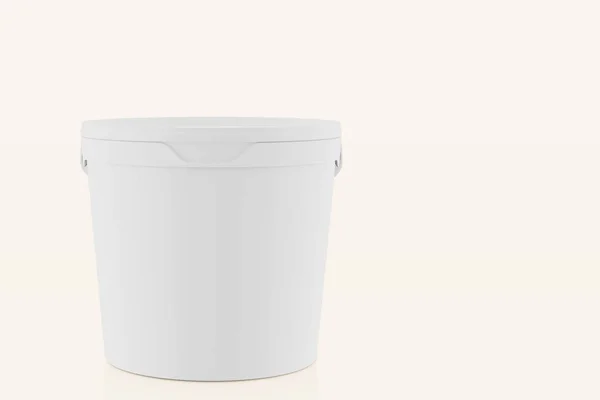 White Plastic Set Bucket White Lid Product Packaging Food Foodstuff — Stock Photo, Image