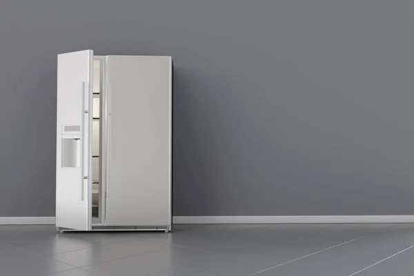 Moderno Fianco Fianco Frigorifero Acciaio Inox Apri Porta Sinistra Rendering — Foto Stock