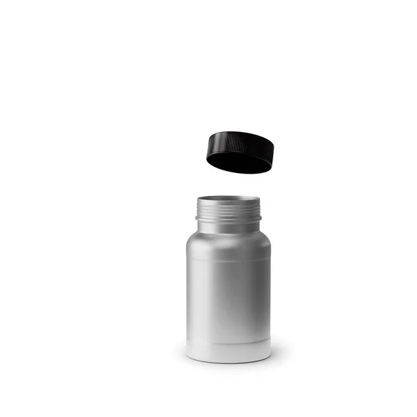 Μεταλλικό Μπουκάλι Λευκό Φόντο Απεικόνιση — Φωτογραφία Αρχείου