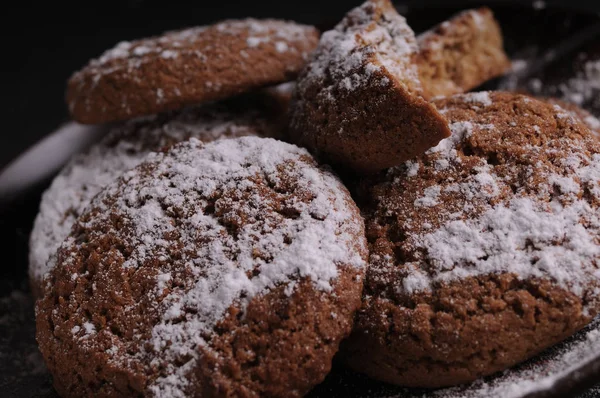Вівсяне Печиво Чорному Столі Касторовому Цукрі — стокове фото