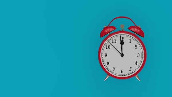 Retro alarm clock with five minutes to twelve o'clock. Hight resolution 3d illustration render