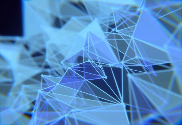 Triángulo Azul Plexo Fondo Abstracto Tecnología Renderizado — Foto de Stock