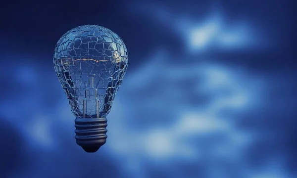 Die Idee einer Lampe auf blauem Hintergrund der Wolke — Stockfoto