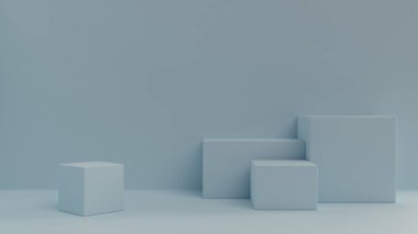 Geometri temel geometrik şekiller mavi sahne bileşimi.