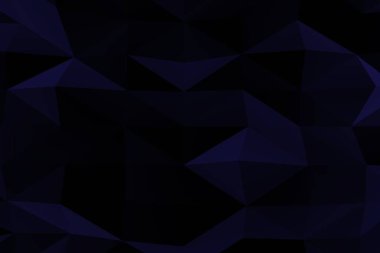 Dijital çizim. Kaotik düşük polimerli şekillerin soyut üç boyutlu canlandırması. Boş uzayda çokgen piramitler uçurmak. Bokeh efektli geleceksel arkaplan