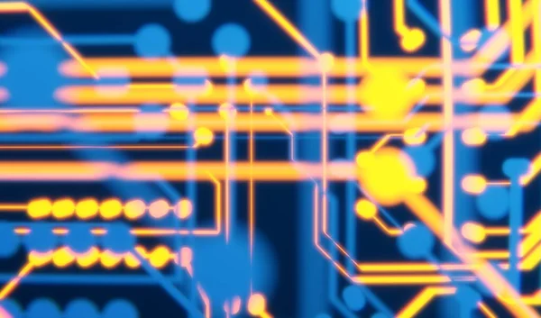 3D Rendering of abstract binary data in digital line form and flare ray lights. Concept for computer processing unit (CPU) is performing calculation tasks. For technology wallpaper, article headlines.