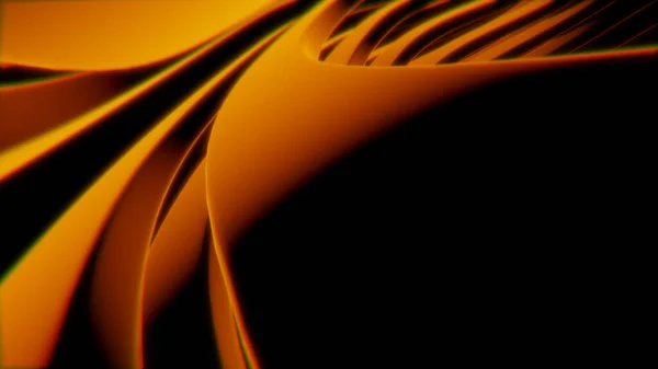주황색의 어두운 추상적 뒤틀린 컴퓨터를 가공하는 기하학적 삽화를 만들었습니다 렌더링 — 스톡 사진