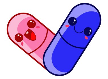 iki tablet kırmızı ve mavi, vektör çizim karikatür