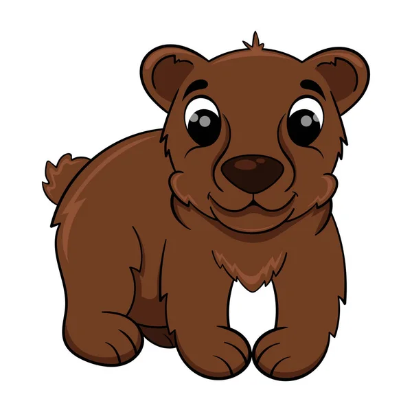 Bonito Desenho Animado Urso Marrom Ilustração Vetorial — Vetor de Stock