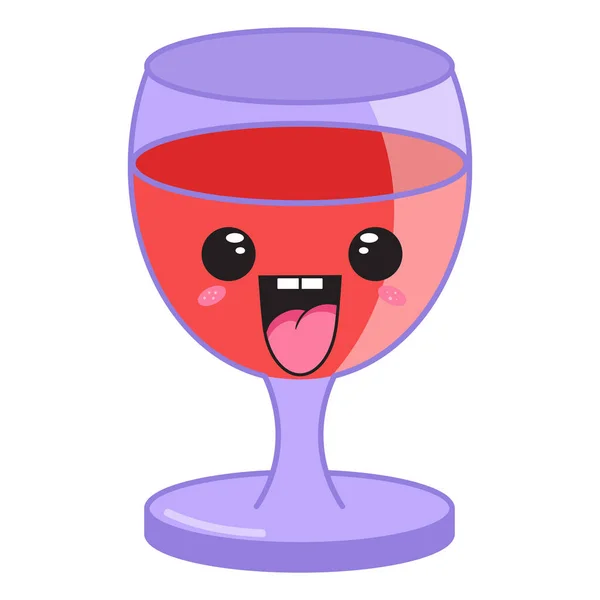 Cartoon Glas Met Wijn Vectorillustratie — Stockvector