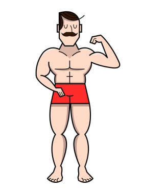 pazı, vektör çizim karikatür vücut geliştirmeci gösterir