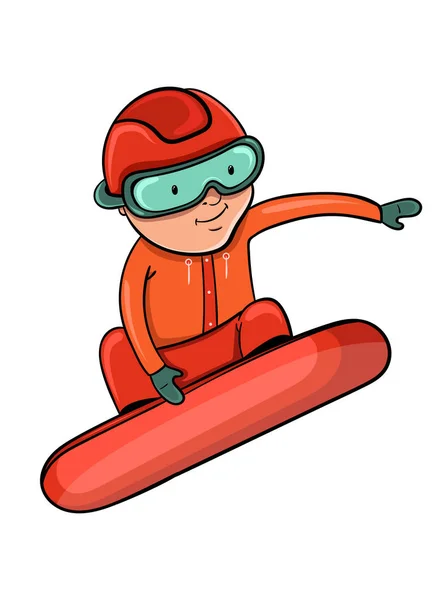 Snowboarder Cartone Animato Esegue Trucco Illustrazione Vettoriale — Vettoriale Stock