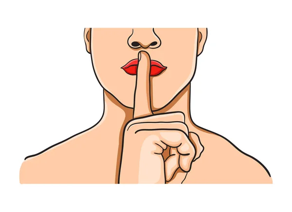 Retrato de um homem com um dedo nos lábios fazendo um gesto de —  Vetores de Stock