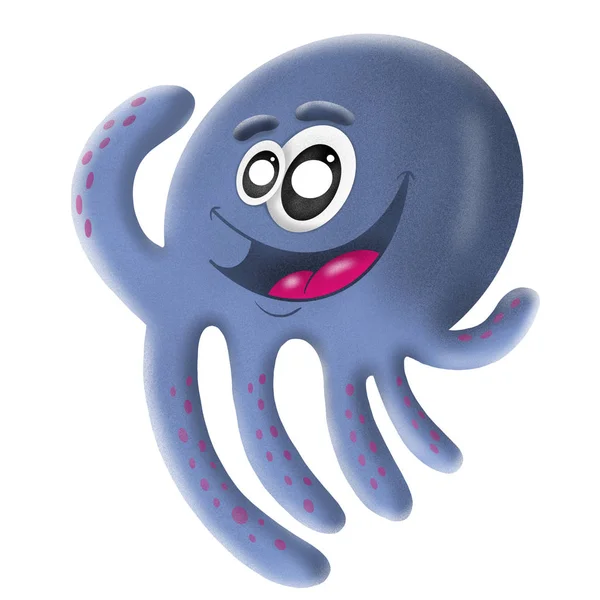 Leuke cartoon karakter octopus op witte achtergrond, illustratie — Stockfoto