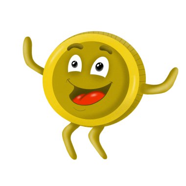 beyaz arka plan üzerinde karikatür altın sikke, illüstrasyon