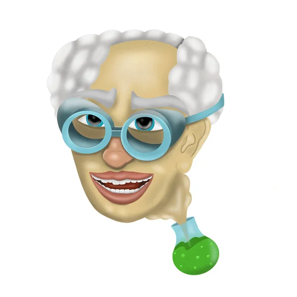 cartoon crazy Professor on white background, illustration