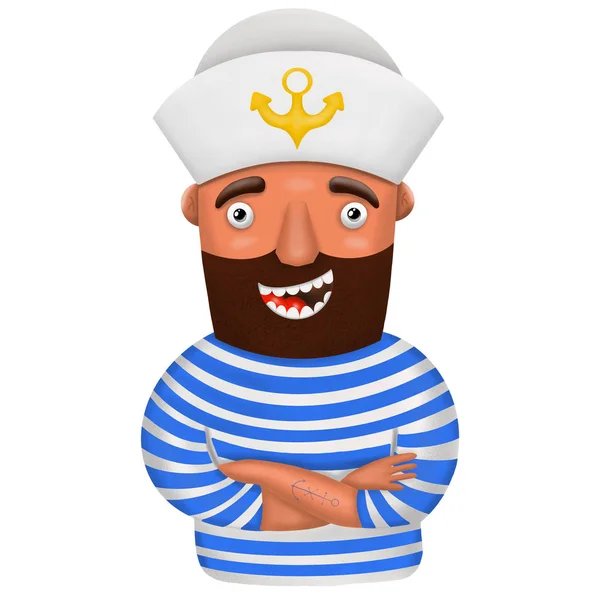 Cartoon Sailor op witte achtergrond, illustratie — Stockfoto