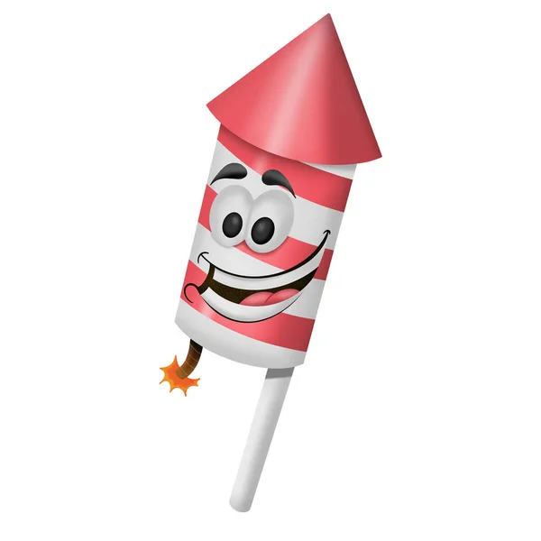 Cartoon Firecracker Burning Wick White Background Character Design Illustration — Stock Photo, Image