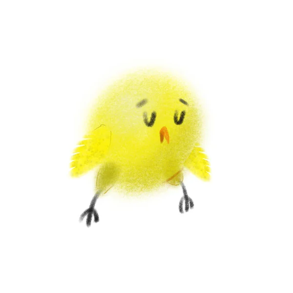 Cute Cartoon Yellow Chicken White Background — Stock Photo, Image